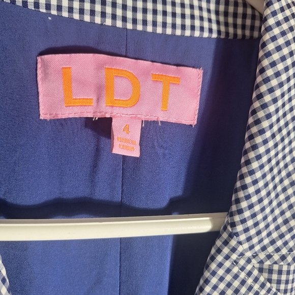 LDT Size 4 Blue And White Checkered Zippered Dress - Picture 4 of 7